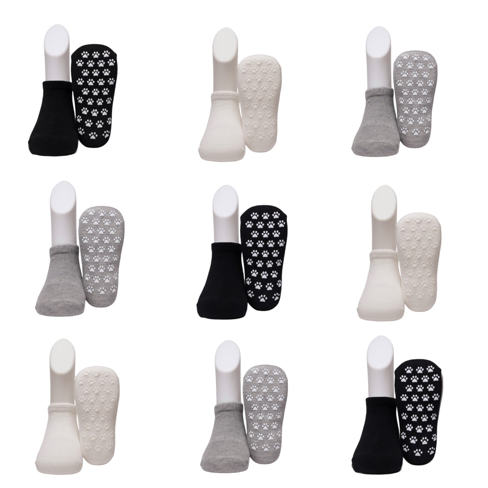 9-Pair Toddler Socks Value Pack – Non Slip Cotton Grip Socks for Boys \u0026 Girls Ages 1–3 Years | Everyday Essentials | Red Mandarin